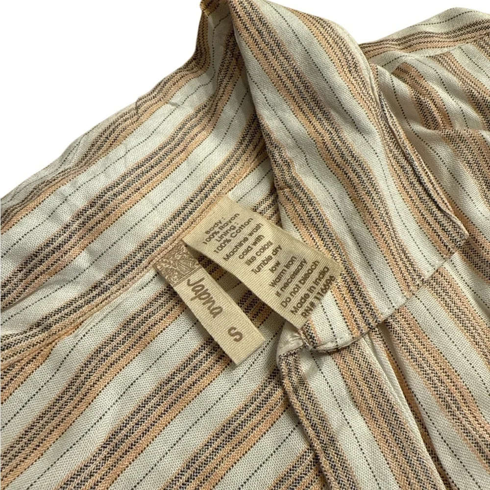 Japna Beige 100% Cotton Striped Midi Dress - Picture 4 of 5